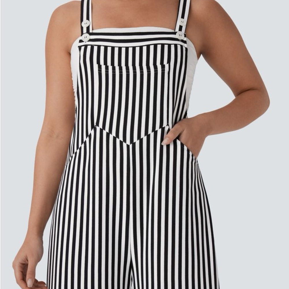 Halara Striped Waffle Overalls - Size XS Petite - NWT - Picture 2 of 4